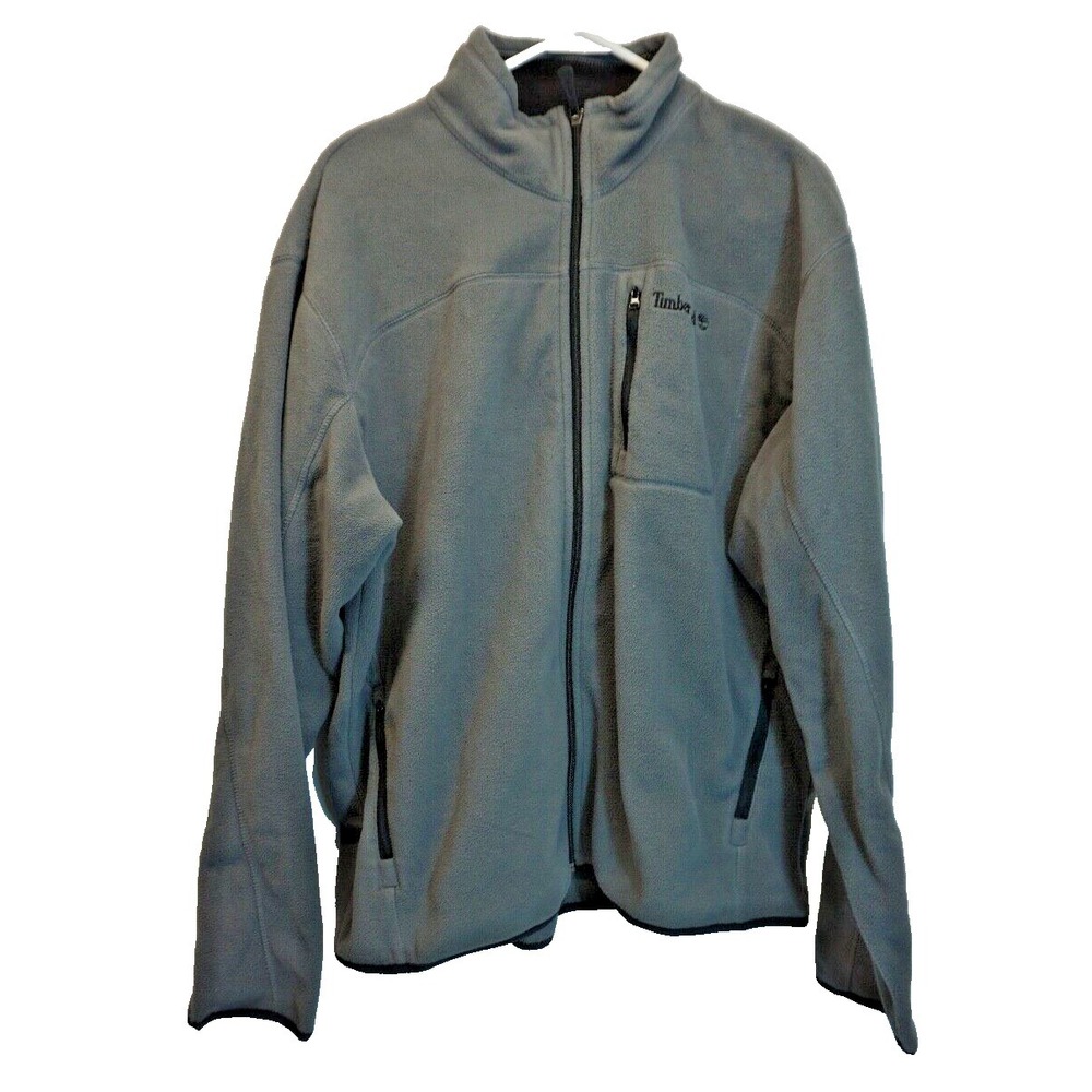 Timberland Mens XXL Full Zip Up Fleece Mock Neck Jacket Dark Gray